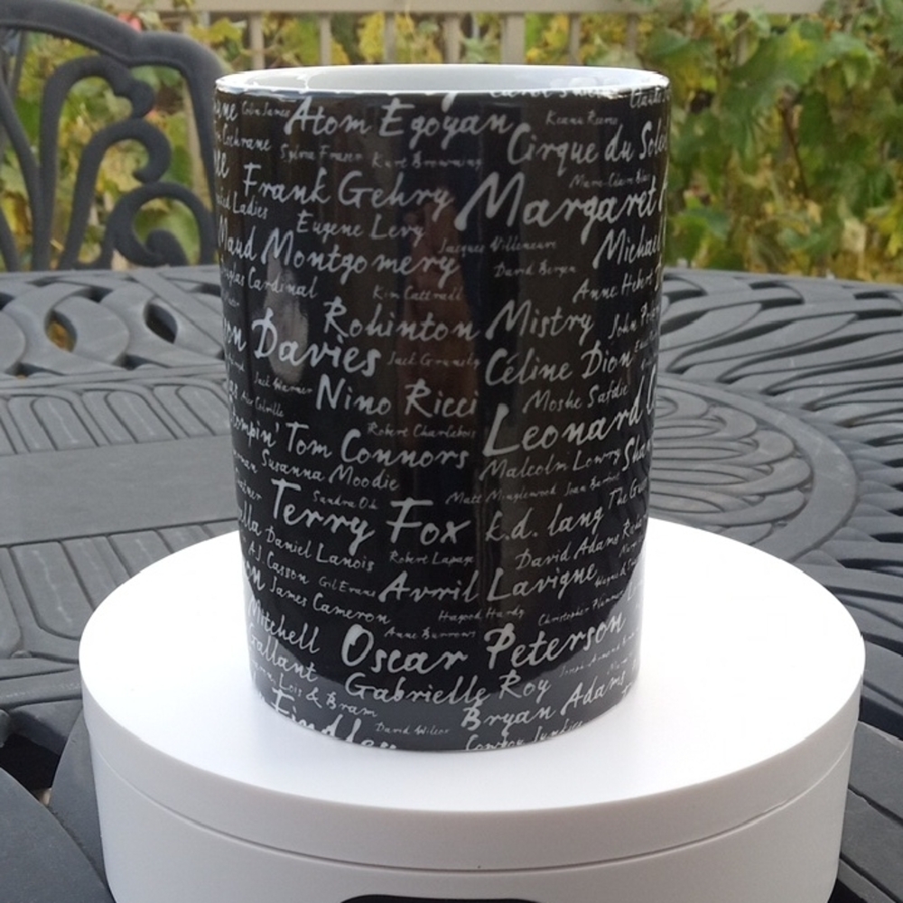 INDIGO Black And White Tea/Coffee Mug With The Names Of Famous Canadians - Picture 6 of 6